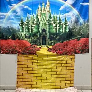Majestic Castle Backdrop - Green and Yellow